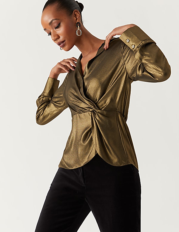 Sparkly V-Neck Wrap Top