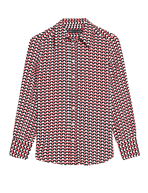 Geometric Collared Long Sleeve Shirt