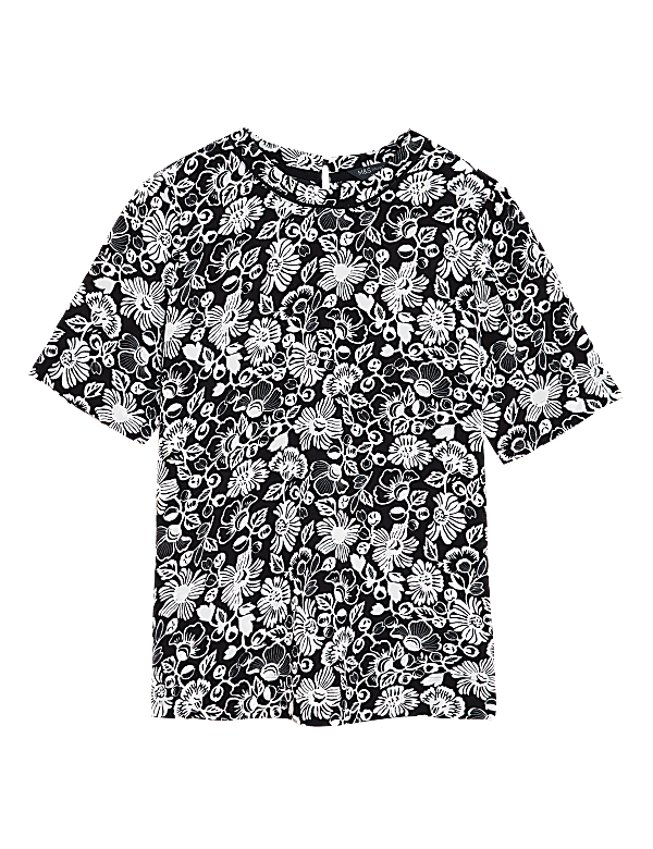 Floral Round Neck Short Sleeve Top