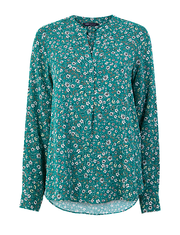 Floral Print Button Detailed Blouse