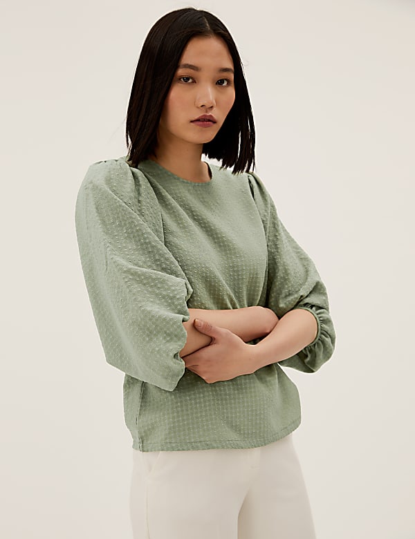 Checked 3/4 Sleeve Top
