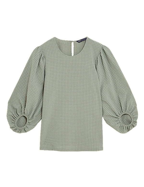Checked 3/4 Sleeve Top