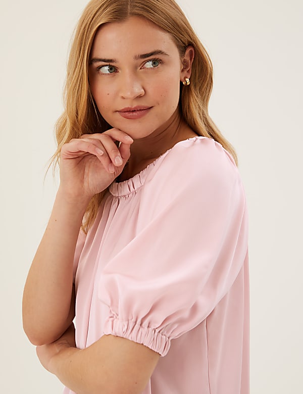Round Neck Short Sleeve Blouse