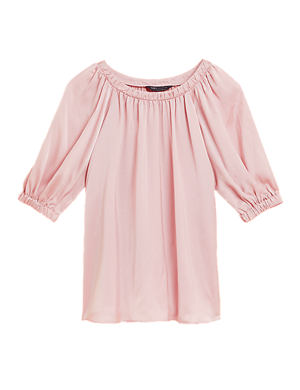 Round Neck Short Sleeve Blouse