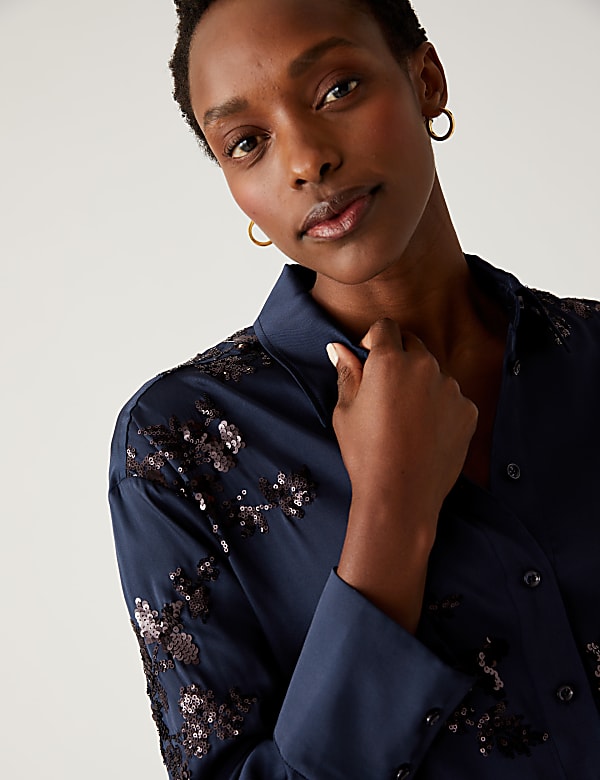 Sequin Collared Shirt