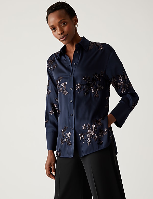 Sequin Collared Shirt