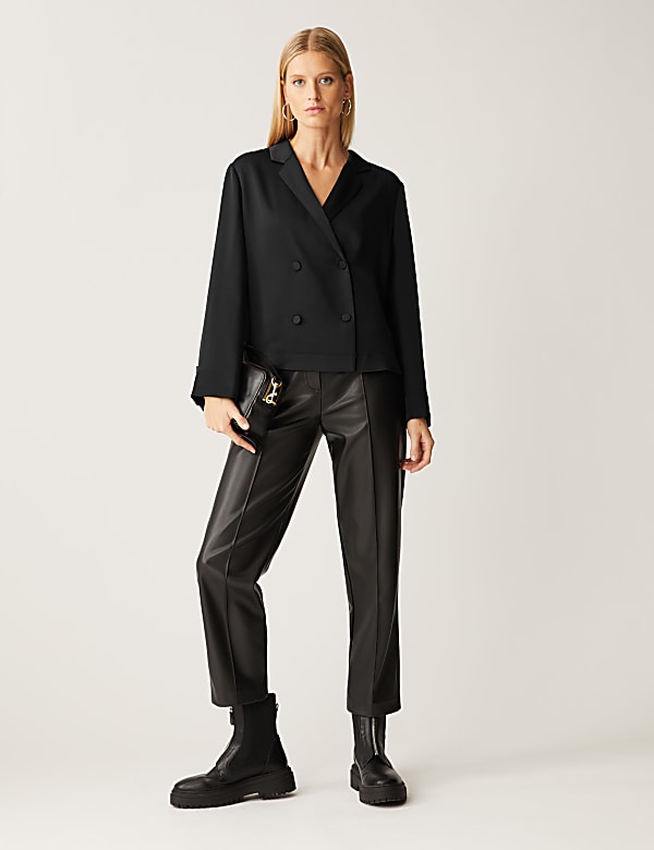 Satin Collared V-Neck Button Detail Blouse