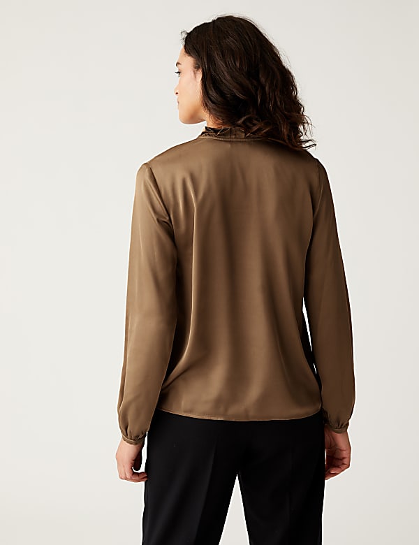 Tie Neck Blouson Sleeve Blouse