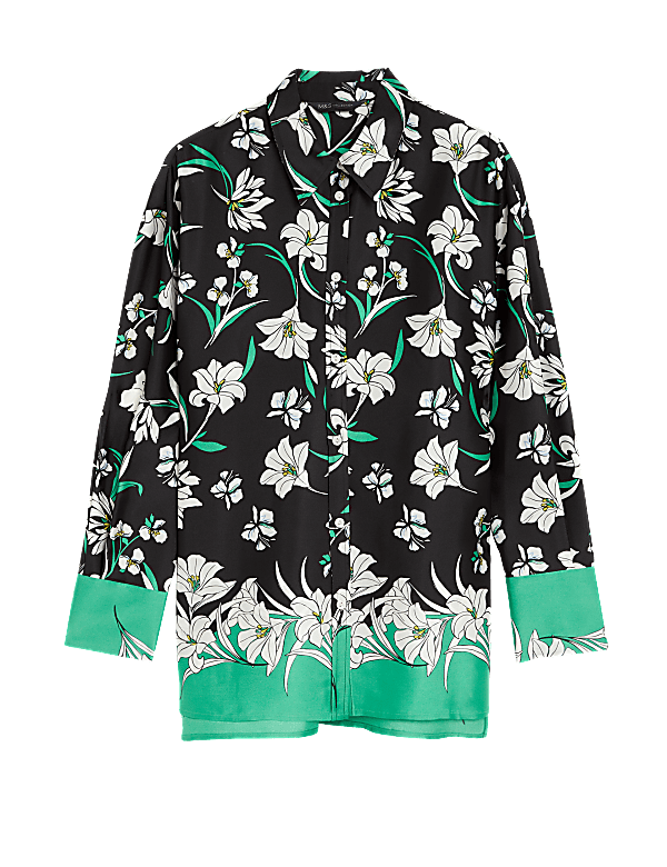 Floral Collared Longline Shirt