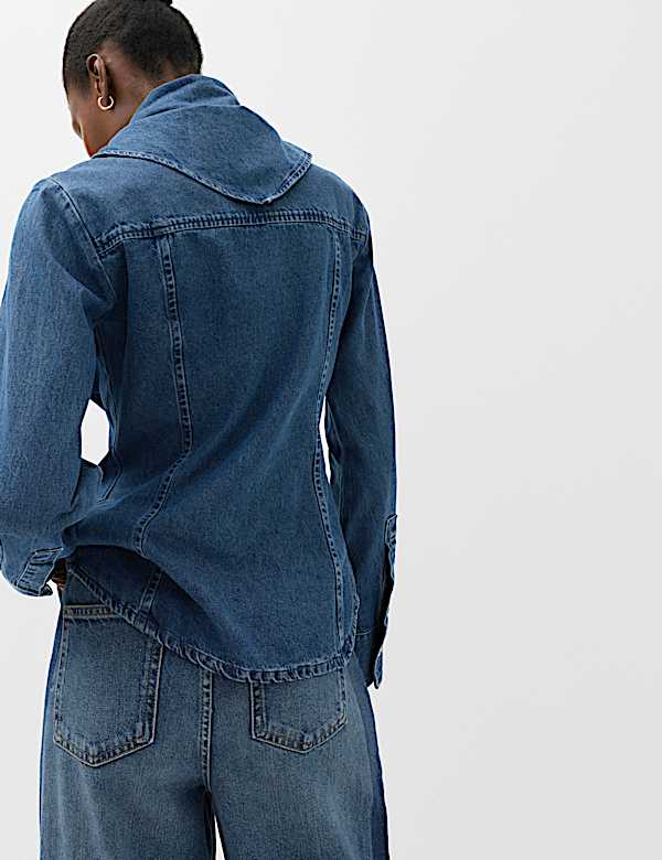 Camisa de denim con detalle de bufanda - ES