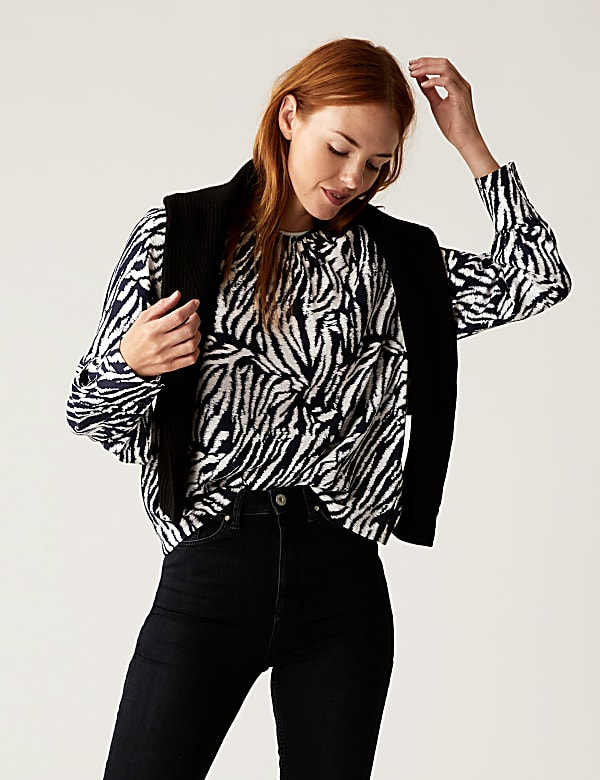 Animal Print Round Neck Top