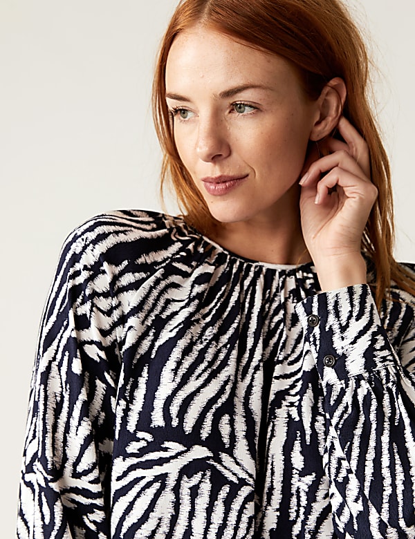 Animal Print Round Neck Top