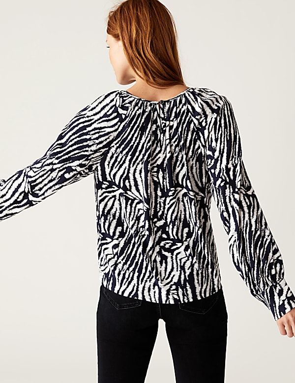 Animal Print Round Neck Top