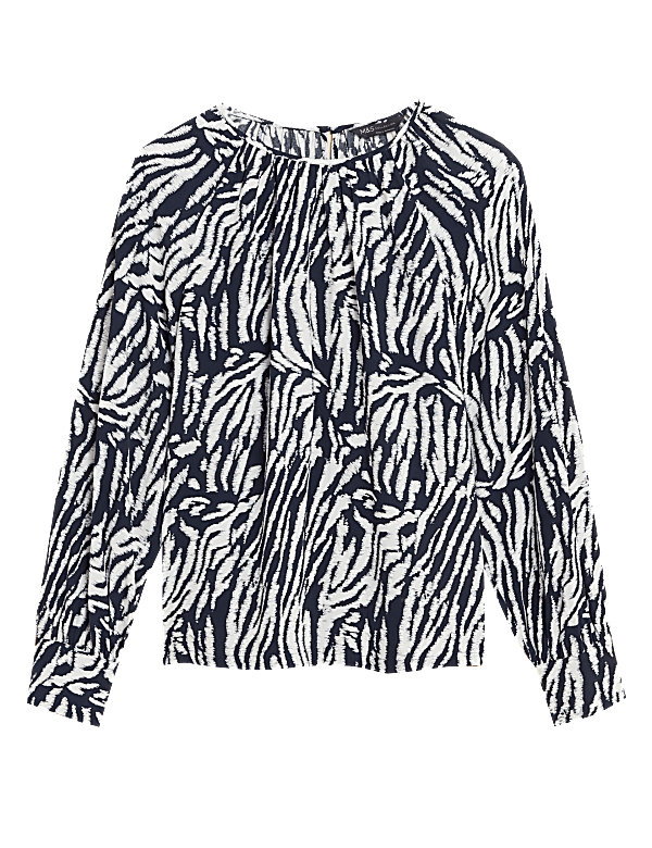 Animal Print Round Neck Top