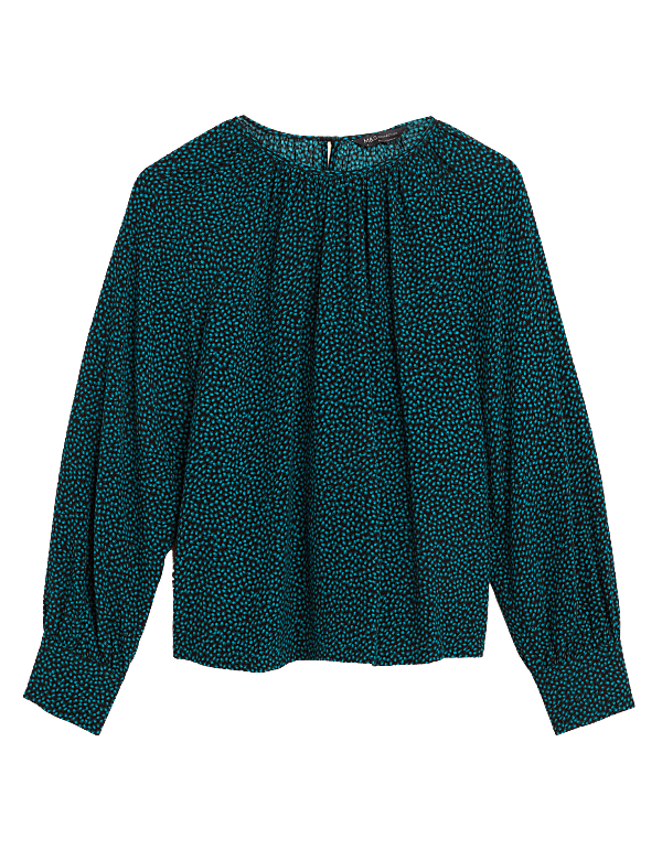 Printed Round Neck Long Sleeve Top
