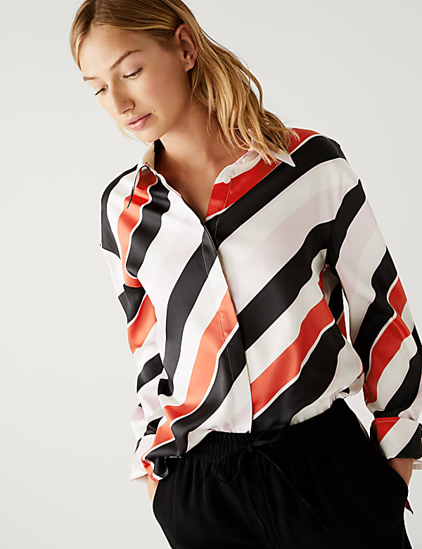 Striped Collared Long Sleeve Shirt