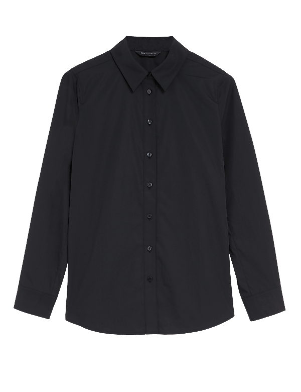 Pure Cotton Broderie Collared Shirt