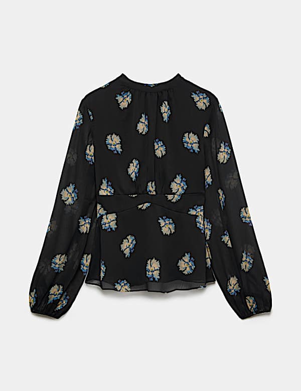 Floral High Neck Button Detail Top - ID