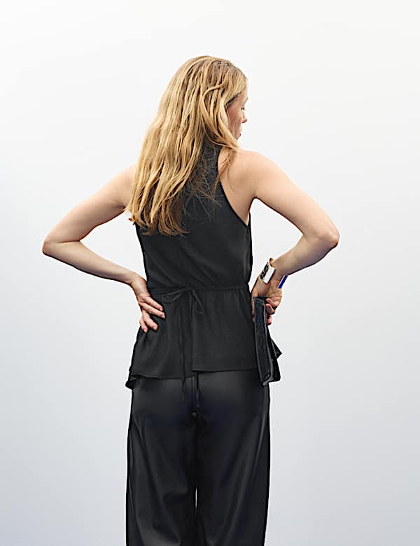 Cowl Neck Tie Back Asymmetric Top - AU