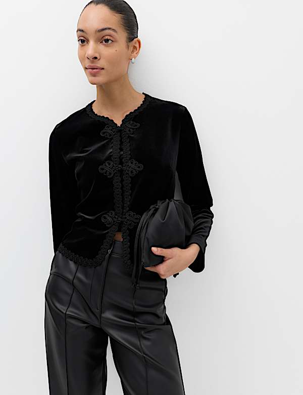 Velvet Mandarin Collar Top - VN