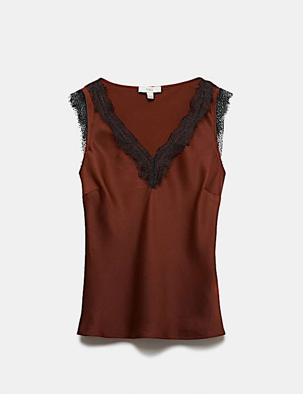 Lace Trim V-Neck Cami Top - MX