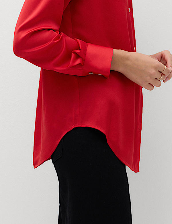 Satin Collared Button Through Shirt - UA