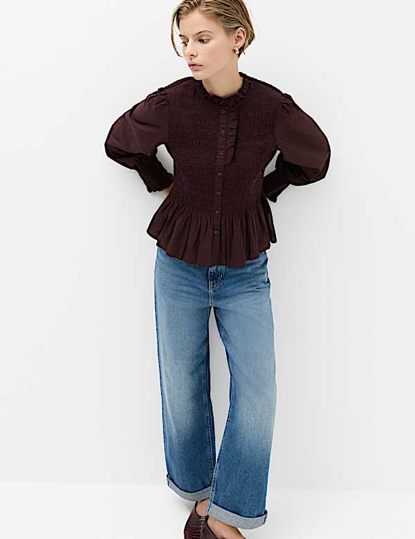 Pure Cotton Shirred Shirt - CA