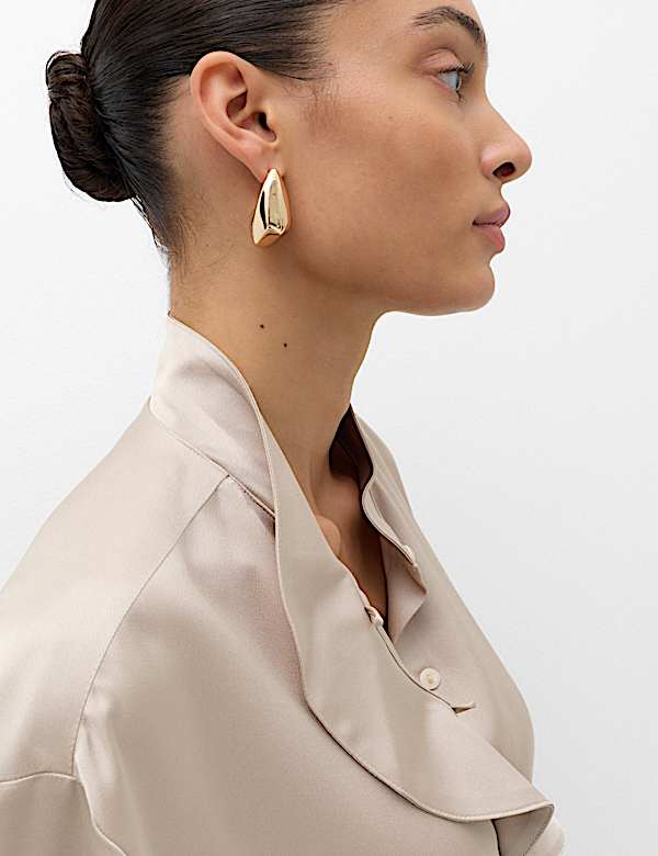 Satin Ruffle High Neck Shirt - VN