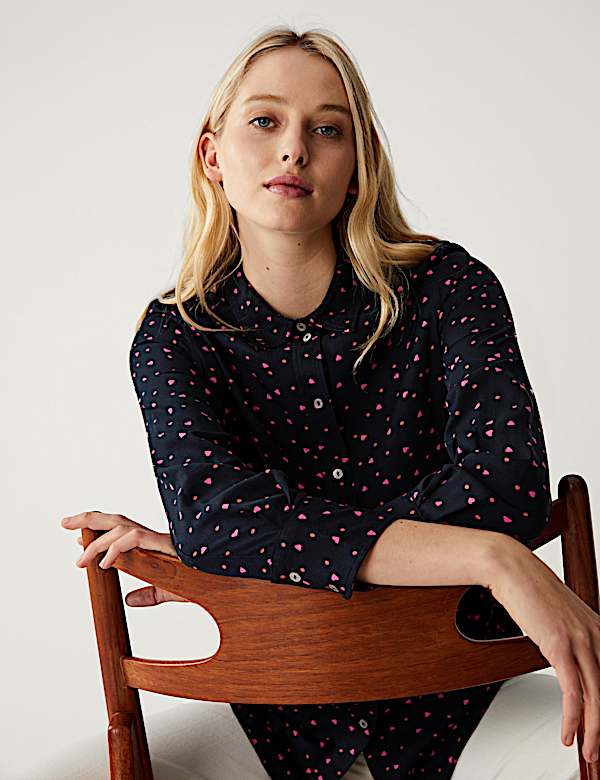 Printed Collared Long Sleeve Shirt