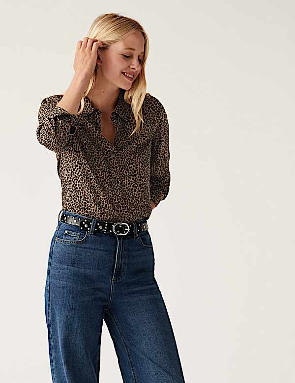 Printed Collared Long Sleeve Shirt