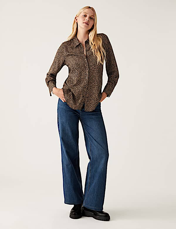 Printed Collared Long Sleeve Shirt