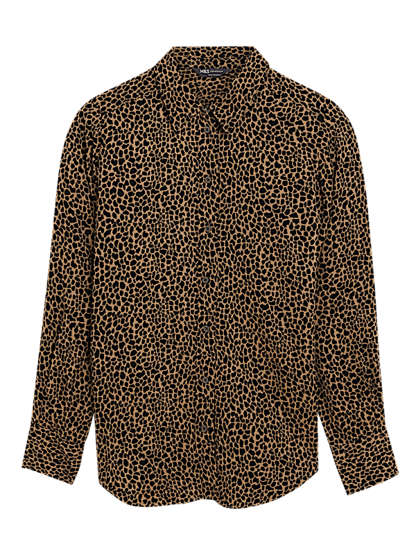 Printed Collared Long Sleeve Shirt