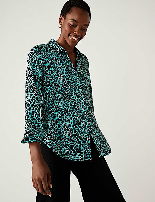 Printed Collared Long Sleeve Shirt