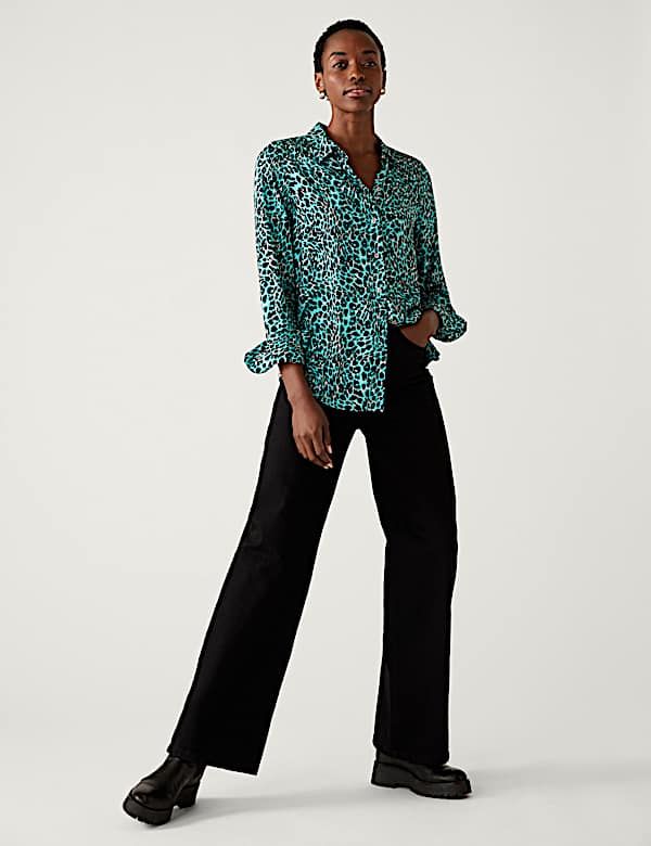 Printed Collared Long Sleeve Shirt