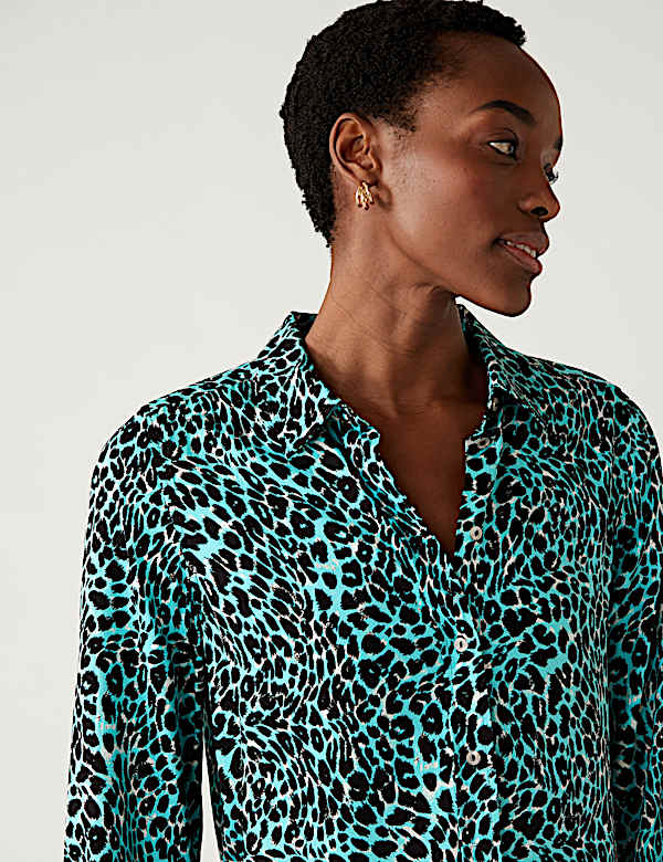 Printed Collared Long Sleeve Shirt