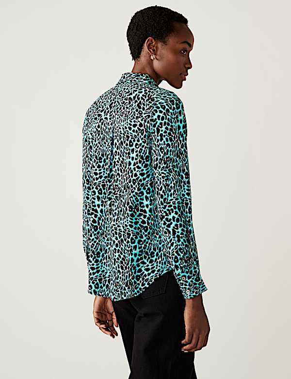 Printed Collared Long Sleeve Shirt