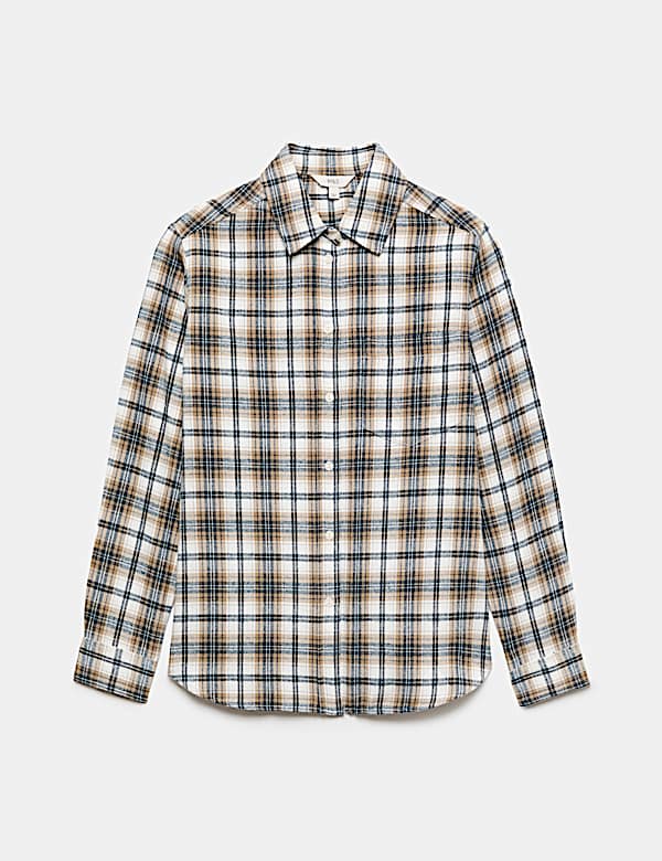 Pure Cotton Checked Collared Shirt - NZ