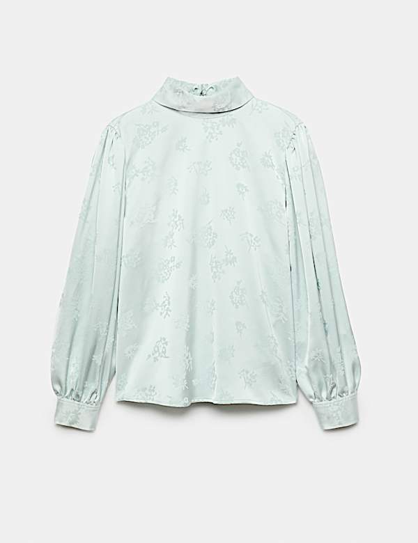 Jacquard High Neck Blouse - MX