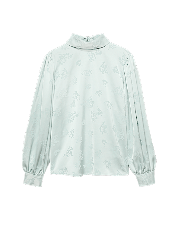 Jacquard High Neck Blouse