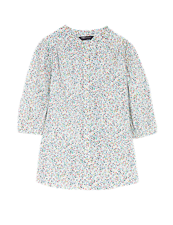 Pure Cotton Floral Puff Sleeve Blouse