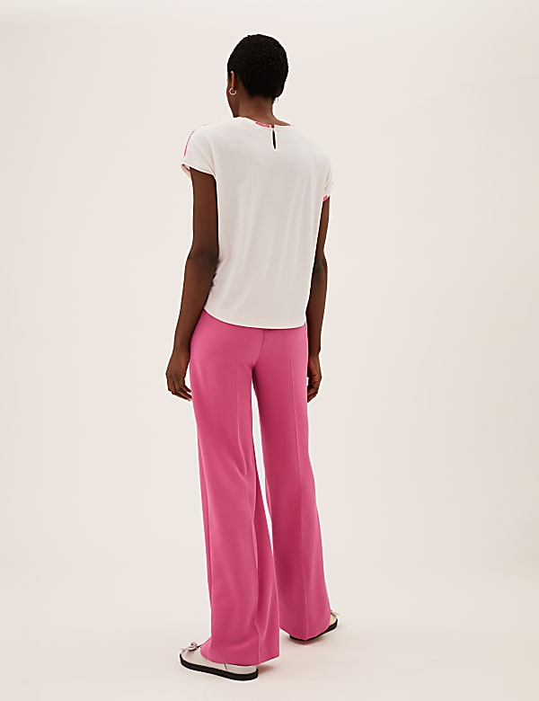 Floral Slash Neck Relaxed Short Sleeve Top