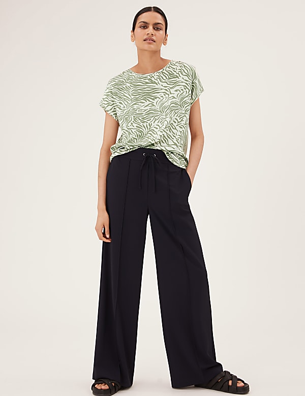 Animal Print Slash Neck Relaxed Top