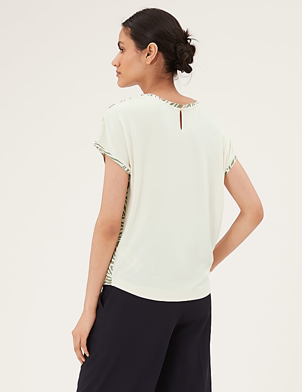 Animal Print Slash Neck Relaxed Top