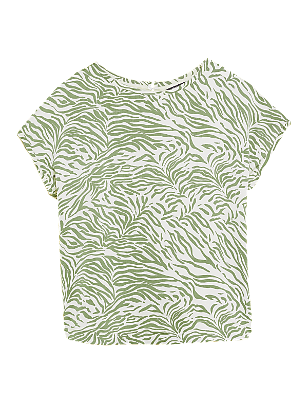Animal Print Slash Neck Relaxed Top