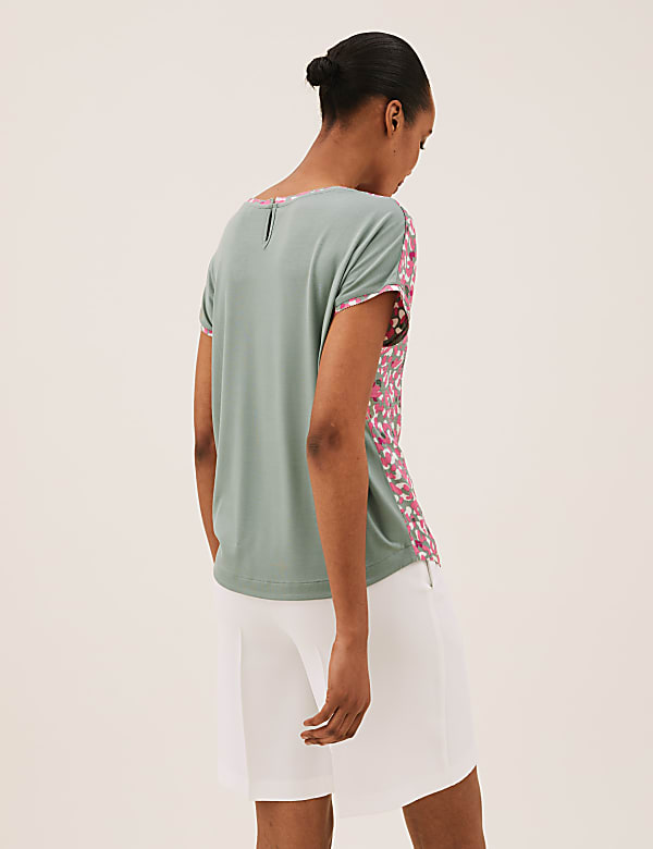 Animal Print Slash Neck Relaxed Top