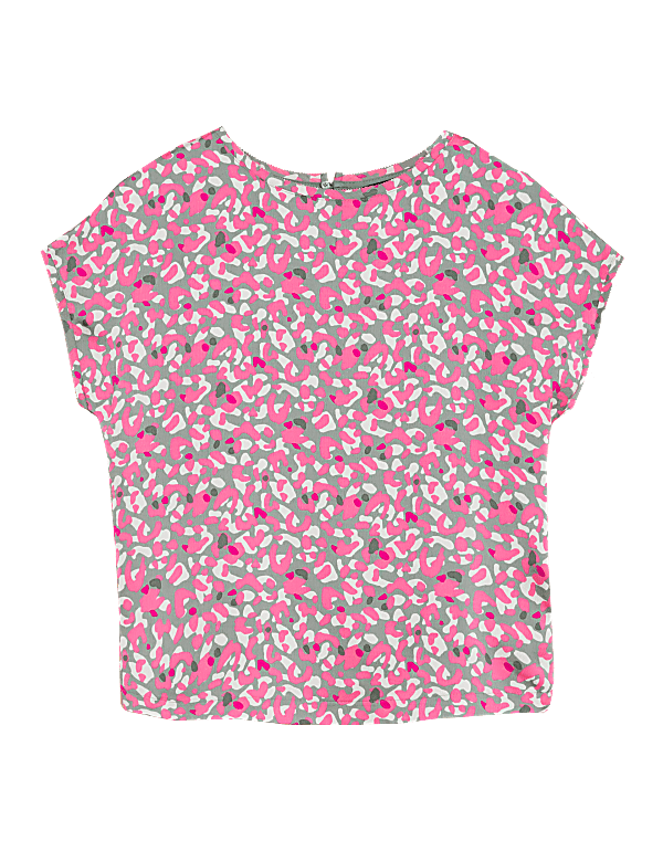 Animal Print Slash Neck Relaxed Top