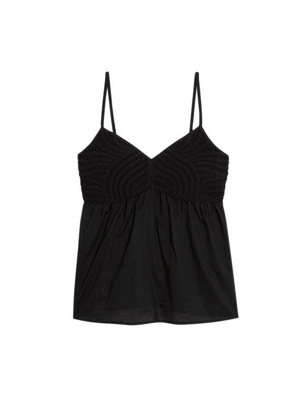 Pure Cotton V-Neck Textured Cami Top