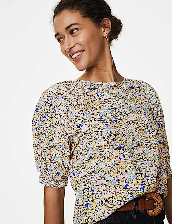 Modal Blend Printed Puff Sleeve Blouse