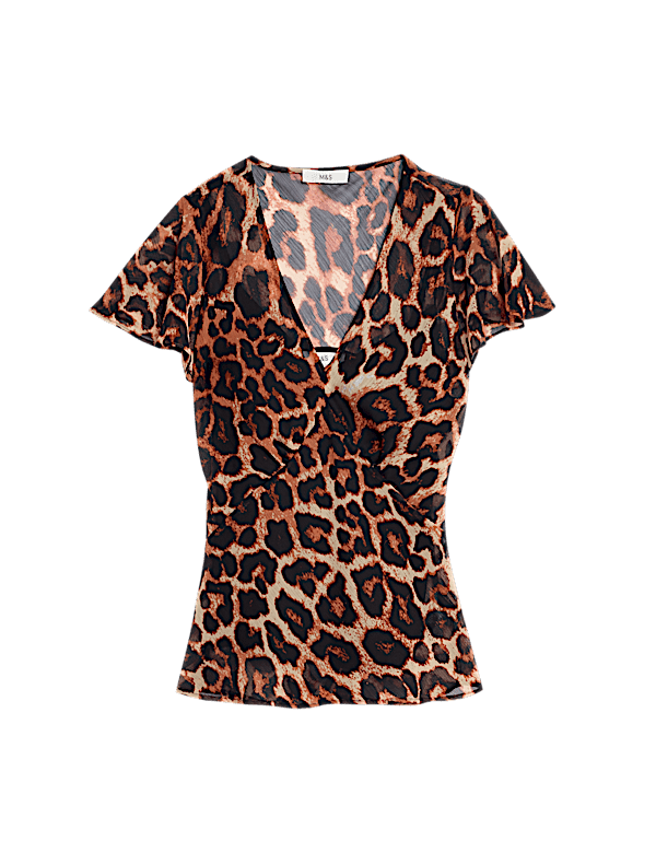 Animal Print V-Neck Top