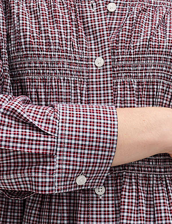 Pure Cotton Shirred Collared Shirt - EE